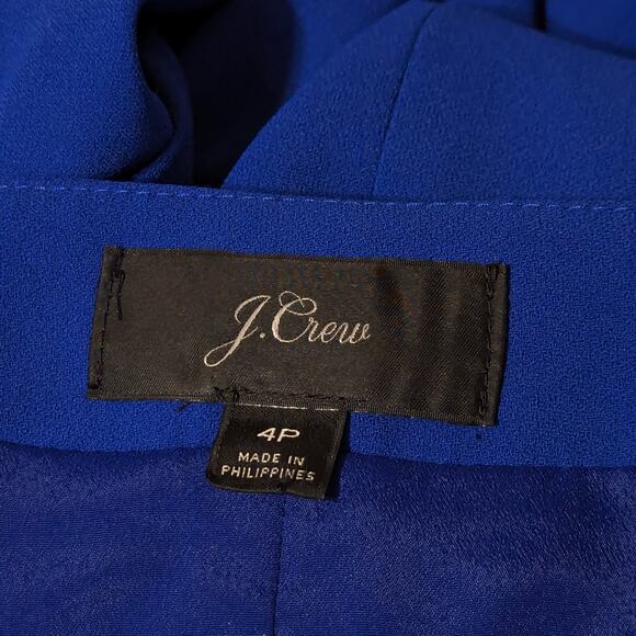 J. Crew Petite Wrap Dress In 365 Crepe 4P Bright Ocean Cobalt Blue 3/4 Sleeve - Picture 4 of 5